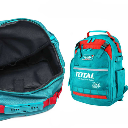 TOTAL Tool Backpack - Heavy-Duty Design, Waterproof Hard Base, Multiple Internal Pockets, Padded Shoulder Straps - THBP0202