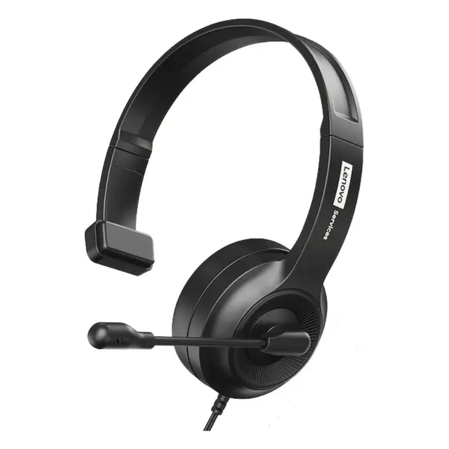 Lenovo E06 Monaural Voice Call Center Headset - USB-C Connector, Noise Cancelling Mic, Ergonomic Design for Professionals