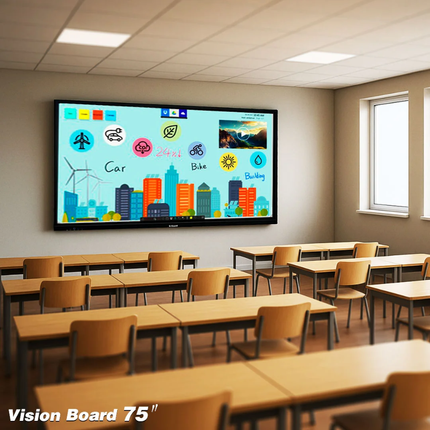G-Guard Vision Board 75" Interactive Smart Board - 4K UHD, Android 14.0, 16GB RAM, 128GB Storage