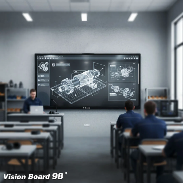 اللوح الذكي التفاعلي جي جارد 98 بوصة (Vision Board) - إصدار KIT القابل للتطوير، دقة 4K UHD، نظام Android 14، وذاكرة 16GB RAM