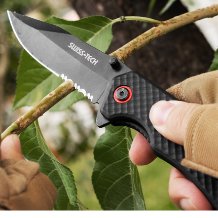 Swiss Techcamping knife (ST014012) - Precision EDC Tool with 7Cr17MoV Steel Blade