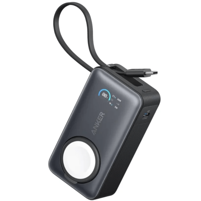 باور بانك أنكر (Anker) ماج جو (MagGo) سعة 10,000 مللي أمبير (A1657H1) - شحن لاسلكي Qi2 بقدرة 15 واط وشحن سلكي 35 واط