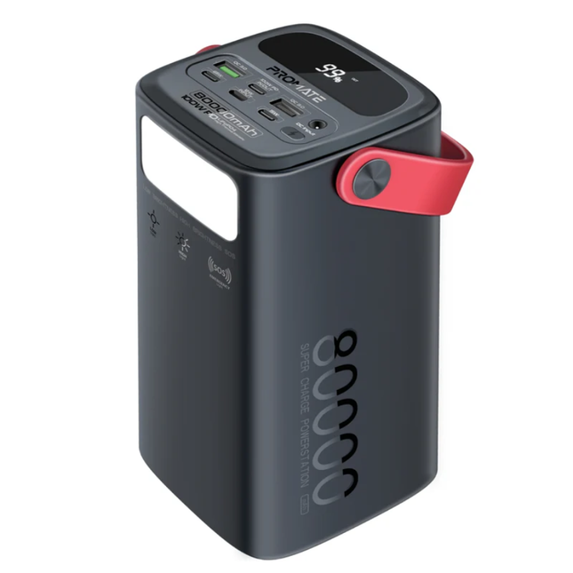 Promate PowerMine-80Pro High-Capacity 80,000mAh Charging Station - 165W Total Output with 100W USB-C Power Delivery