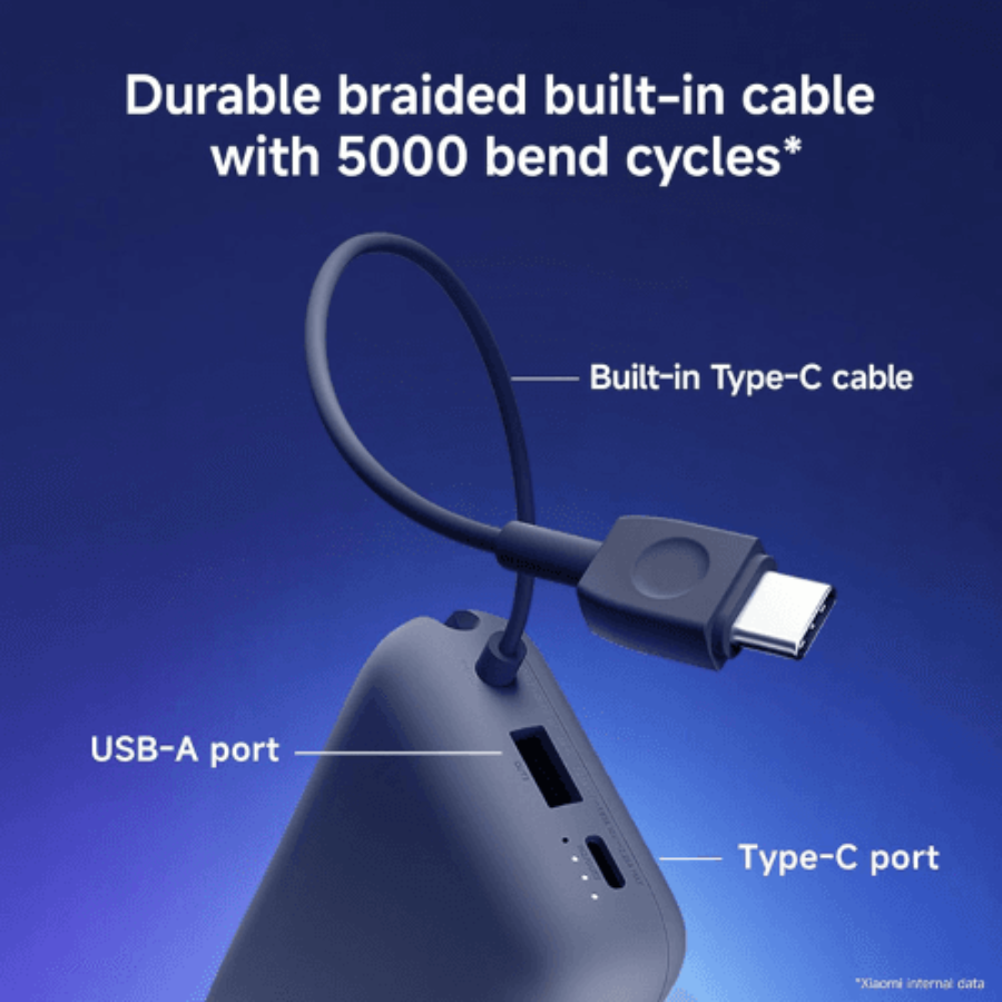 باور بانك شاومي (Xiaomi) نسخة الجيب سعة 10,000 مللي أمبير - شحن سريع 22.5 واط مع كابل USB-C مدمج باور بانك شاومي (Xiaomi) نسخة الجيب سعة 10,000 مللي أمبير - شحن سريع 22.5 واط مع كابل USB-C مدمج