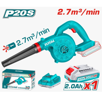 Total 20V Cordless Blower Kit - 18000RPM High-Speed Air Blower with 2.0Ah Battery & Fast Charger