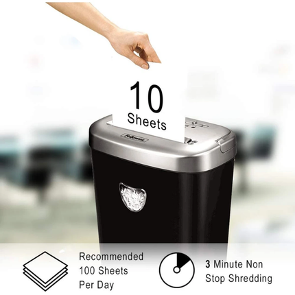 Fellowes Powershred 10-Sheet Cross-Cut Paper Shredder - P-4 Security with CD & Credit Card Destroyer