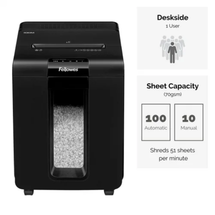 Fellowes AutoMax 100-Sheet Auto-Feed Paper Shredder - Mini-Cut Security with 10-Sheet Manual Feed