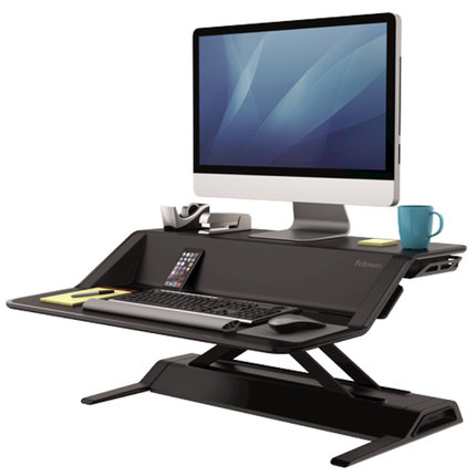 قاعدة مكتب Fellowes Lotus المتحركة - قابلة لتعديل الارتفاع (جلوس ووقوف) مجمعة مسبقاً