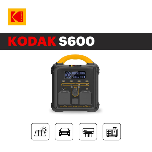 شاحن متنقل Kodak S600 بقوة 600 واط - بطارية طاقة احترافية للأجهزة الكهربائية والرحلات