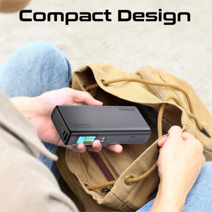 Promate Titan-130 20,000mAh Ultra-Slim Power Bank - 130W High-Speed Power Delivery with Smart TFT LCD Screen