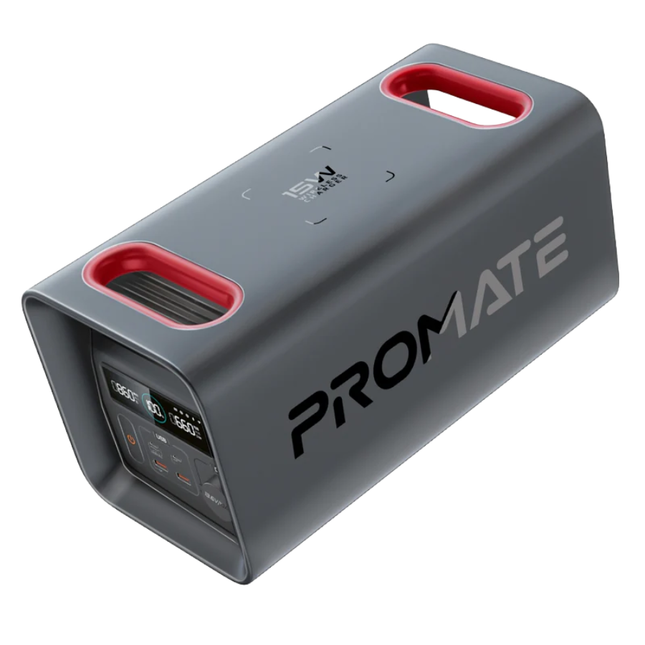 Promate PowerTank-600 600W Portable Power Bank - 161,000mAh LiFePO4 Battery with Wireless Charging