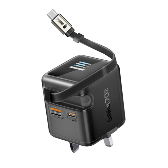 محطة شحن مكتبي Promate Cubix-R70 بقوة 70 واط - مشترك كهرباء بتصميم مكعب بـ 3 مقابس وشحن سريع 65 واط