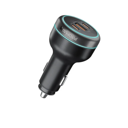شاحن سيارة Promate PowerDrive-230W الخارق - قوة إجمالية 230 واط مع منفذ PD 3.1 بقدرة 140 واط وشاشة LCD
