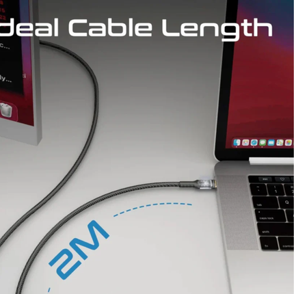 Promate LucidLine-CC200 240W Ultra-Fast USB-C to USB-C Cable - Transparent Design with LED Lighting (2 Meters)