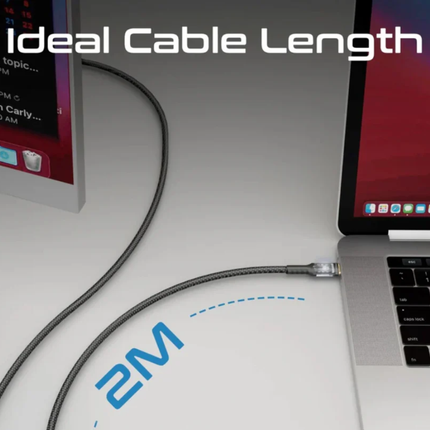 Promate LucidLine-CC200 240W Ultra-Fast USB-C to USB-C Cable - Transparent Design with LED Lighting (2 Meters)