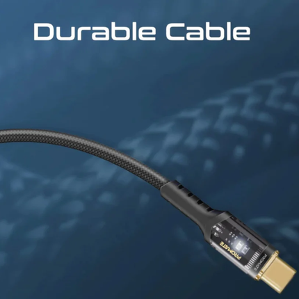Promate LucidLine-CC200 240W Ultra-Fast USB-C to USB-C Cable - Transparent Design with LED Lighting (2 Meters)