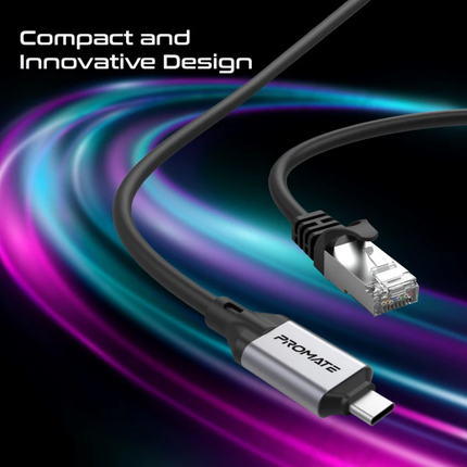 Promate Clink-RJ45 High-Speed Cat6 Ethernet Cable - Gigabit Gold-Plated Network Cable for Home and Office
