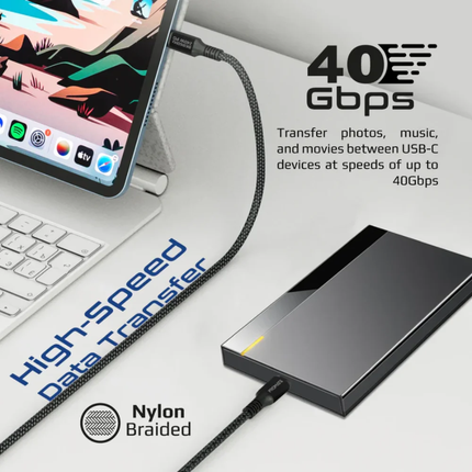 كابل Promate PowerBolt240 ثاندر بولت 4 بقوة 240 واط - نقل بيانات فائق السرعة 40Gbps ودعم شاشات 8K (1 متر)