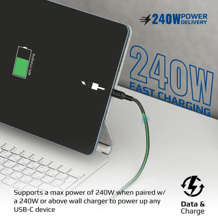 Promate PowerBolt240-2M 240W Thunderbolt 4 Cable - 40Gbps Data Transfer & 8K Video Support (2 Meters)