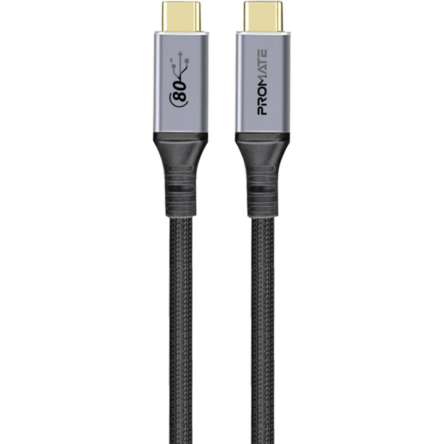 كابل Promate PowerBolt5-80G من الجيل القادم USB4 - نقل بيانات 80Gbps وقوة شحن 240 واط مع دعم 8K (1.2 متر)