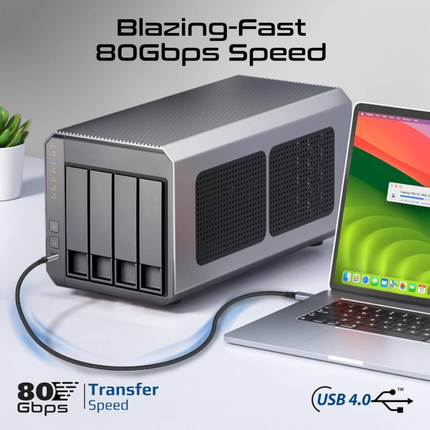 كابل Promate PowerBolt5-80G من الجيل القادم USB4 - نقل بيانات 80Gbps وقوة شحن 240 واط مع دعم 8K (1.2 متر)