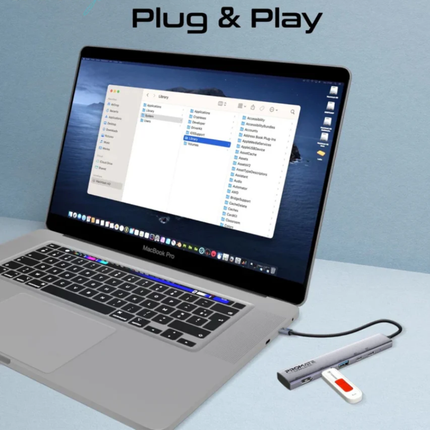 Promate LinkHub-5X 5-in-1 Multi-Function USB-C Hub - 100W Power Delivery, 4K HDMI, and Ultra-Fast USB 3.0 Ports