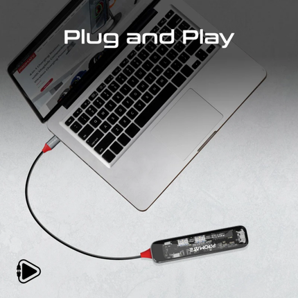 Promate LucidHub-7 7-in-1 Transparent USB-C Hub - 100W Power Delivery, 4K HDMI, and Multi-Port High-Speed Expansion