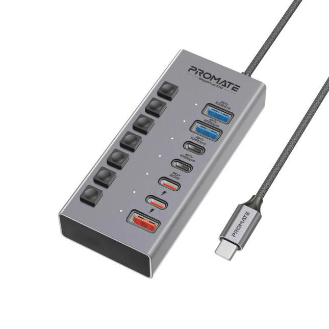 محول شبكة Promate GegaHub-10G فائق السرعة من USB-C إلى إيثرنت - سرعة 10 جيجابت متوافق مع ثاندر بولت