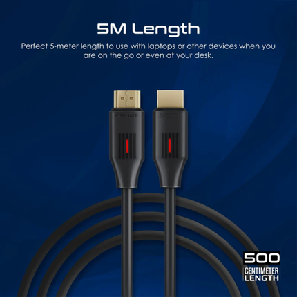 كابل Promate proLink4K60-500 عالي الوضوح HDMI 4K - تردد 60 هيرتز، رؤوس مطلية بالذهب وطول 5/10/15/20 متر