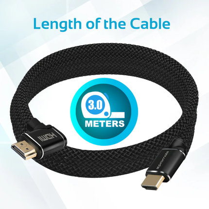 كابل Promate proLink4K1 عالي الجودة HDMI 4K - سرعة 10.2Gbps، رؤوس مطلية بالذهب (متوفر بطول 3 متر و 5 متر)
