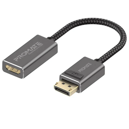 Promate MediaLink-DP Premium DisplayPort to HDMI Adapter - 4K @ 60Hz Ultra-HD Resolution, Gold-Plated Connectors, and Plug & Play Support