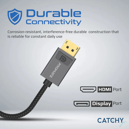 Promate MediaLink-DP Premium DisplayPort to HDMI Adapter - 4K @ 60Hz Ultra-HD Resolution, Gold-Plated Connectors, and Plug & Play Support