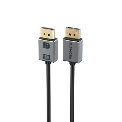 كابل Promate dpLink-16K فائق السرعة DisplayPort 2.1 - دقة 16K@60Hz، سرعة 80Gbps ورؤوس مطلية بالذهب
