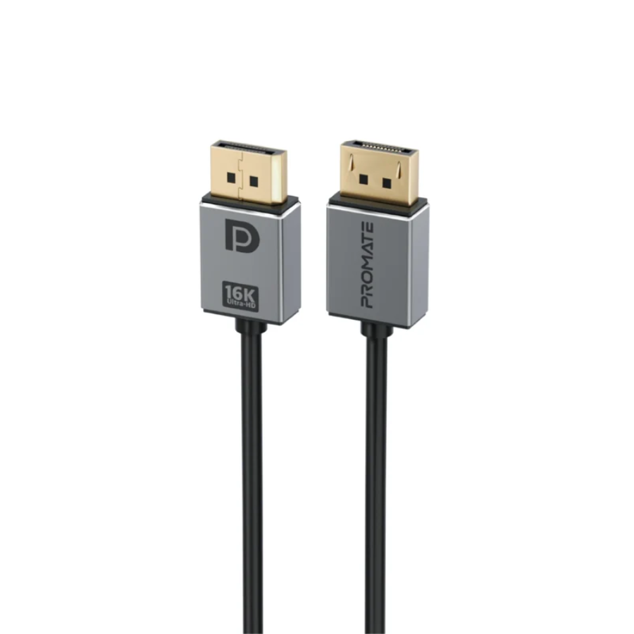 كابل Promate dpLink-16K فائق السرعة DisplayPort 2.1 - دقة 16K@60Hz، سرعة 80Gbps ورؤوس مطلية بالذهب كابل Promate dpLink-16K فائق السرعة DisplayPort 2.1 - دقة 16K@60Hz، سرعة 80Gbps ورؤوس مطلية بالذهب
