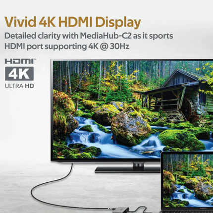 محول Promate MediaHub-C2 من USB-C إلى HDMI و VGA - دعم شاشتين، دقة 4K HDMI وهيكل ألمنيوم فاخر