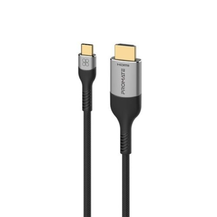 Promate MediaCord-8K Ultra-Fast HDMI 2.1 Cable - 8K@60Hz, 48Gbps High-Speed, Braided Design & Gold-Plated Connectors (1.8 Meters)