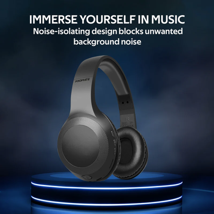 Promate Laboca High-Definition Wireless Headphones - Deep Bass, Bluetooth 5.0, MicroSD Playback, and Built-in Mic