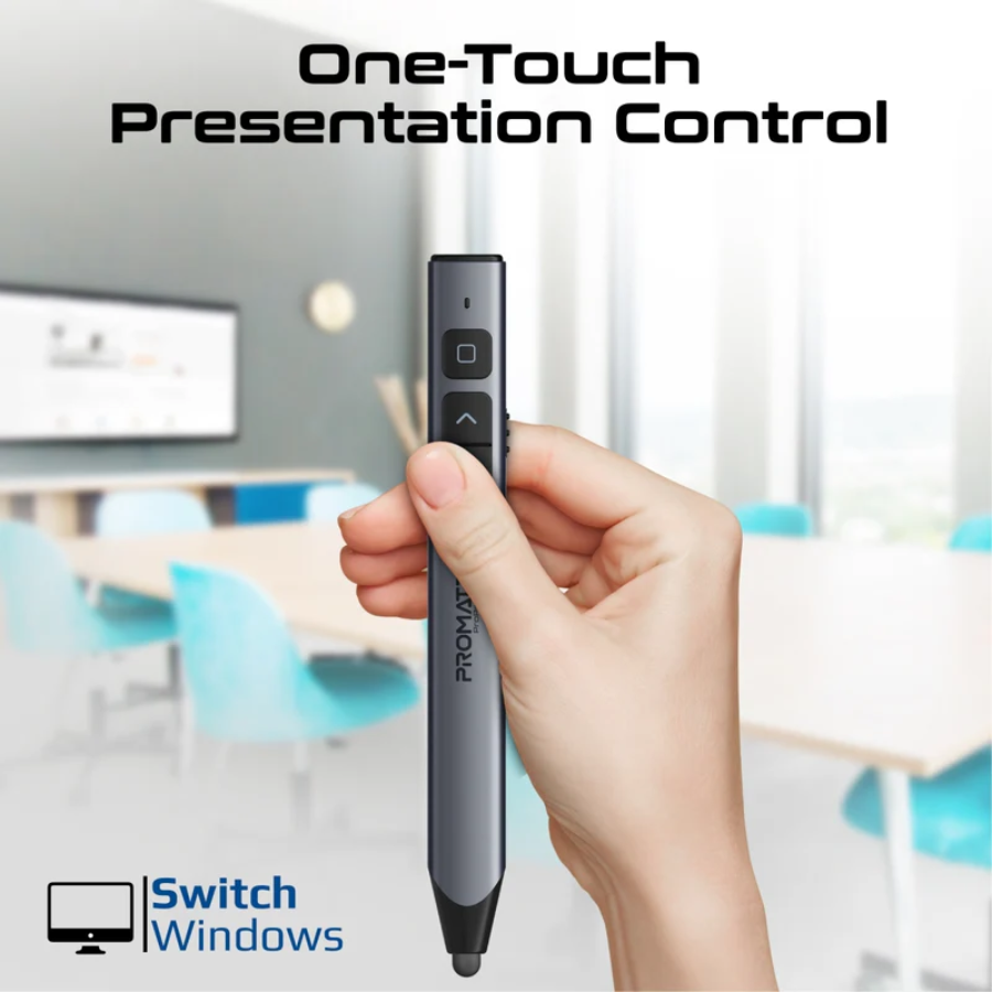 Promate ProPointer-S Professional Wireless Presenter - Red Laser Pointer, 20m Range, Hyperlink Control, and Plug-and-Play Nano Receiver Promate ProPointer-S Professional Wireless Presenter - Red Laser Pointer, 20m Range, Hyperlink Control, and Plug-and-Play Nano Receiver