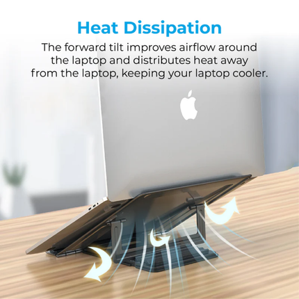 Promate DeskMate-5 Ergonomic Aluminum Laptop Stand - Adjustable Height, Heat Dissipation Design, and Foldable Portability for Laptops up to 17”