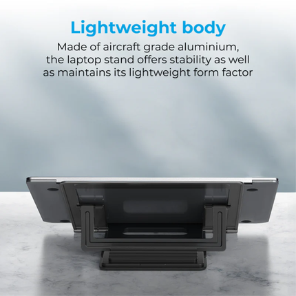 Promate DeskMate-5 Ergonomic Aluminum Laptop Stand - Adjustable Height, Heat Dissipation Design, and Foldable Portability for Laptops up to 17”