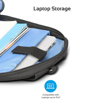 حقيبة ظهر Promate Alpha-BP الاحترافية للابتوب - مضادة للسرقة، قماش مقاوم للماء، وتصميم مريح للأجهزة حتى 15.6 بوصة