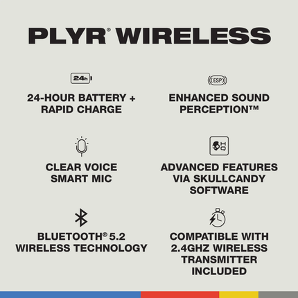 سماعة الألعاب اللاسلكية Skullcandy PLYR - تقنية الإدراك الصوتي ESP، بلوتوث 5.2، بطارية تدوم 24 ساعة، وتوافق شامل مع جميع المنصات