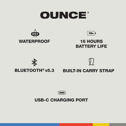 Skullcandy Ounce Portable Wireless Bluetooth Speaker - IPX7 Waterproof, 16 Hours Battery Life, and Built-in Hanging Strap