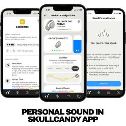 سماعة Skullcandy Crusher 540 Active اللاسلكية - تقنية الباس الحسي، مقاومة للعرق والماء بمعيار IP55، وبطارية تدوم 40 ساعة