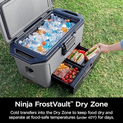 Ninja FrostVault™ Hard Cooler with Dry Zone FB131 - 30-Quart Capacity, 5-Day Ice Retention, and FrostVault™ Technology for Dry Storage