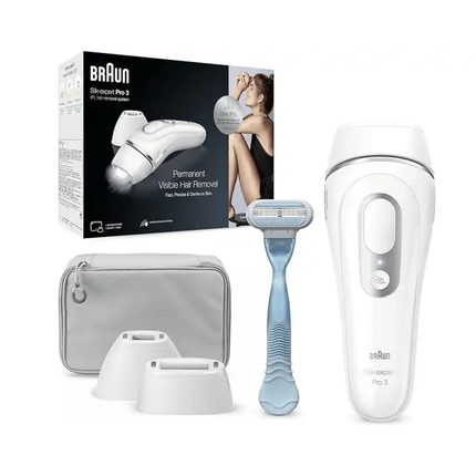 Braun Silk-expert Pro 3 IPL Hair Removal System (PL3121) - Safe & Fast Permanent Visible Hair Reduction with SensoAdapt Technology, Precision Head, and Venus Razor