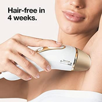Braun Silk Expert IPL Permanent Hair Removal System - Gold Edition - Safe & Effective Home Treatment with 300,000 Flashes, SensoAdapt Technology, and Venus Razor