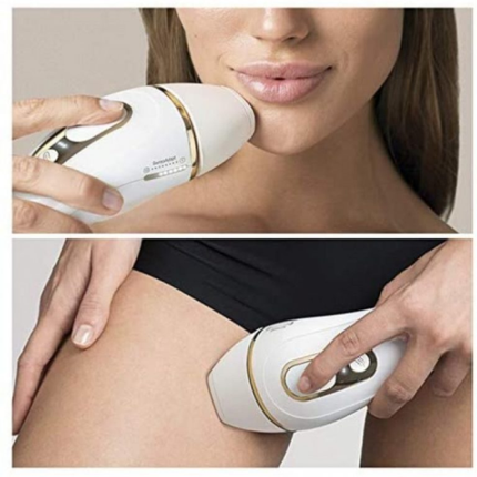 Braun Silk Expert IPL Permanent Hair Removal System - Gold Edition - Safe & Effective Home Treatment with 300,000 Flashes, SensoAdapt Technology, and Venus Razor