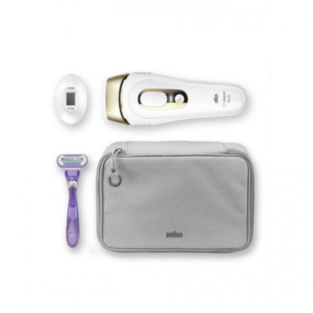 جهاز براون سيلك اكسبيرت (Braun Silk Expert) لإزالة الشعر بالنبضات الضوئية - الإصدار الذهبي، 300,000 ومضة مع تقنية SensoAdapt وشفرة فينوس