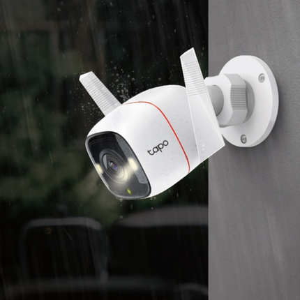 كاميرا مراقبة خارجية تي بي لينك Tapo C320WS - دقة 2K QHD 4MP، رؤية ليلية ملونة، وذكاء اصطناعي مع معيار IP66 لمقاومة العوامل الجوية